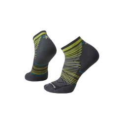 Smartwool Run Targeted Cushion - Wool Ankle Socks, Black - with Green Stripe, sock view