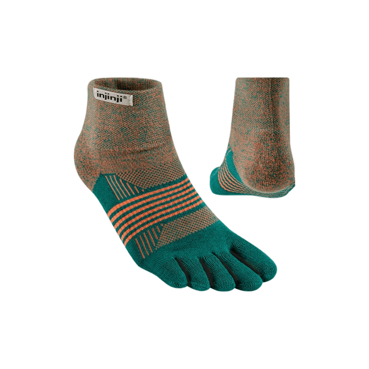 Injinji Trail Midweight Mini-Crew Socks, Tidepool, sock view