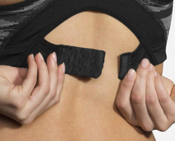 Brooks Rebound Racer Bra Black Ikat Jacquard Back Closure Detail