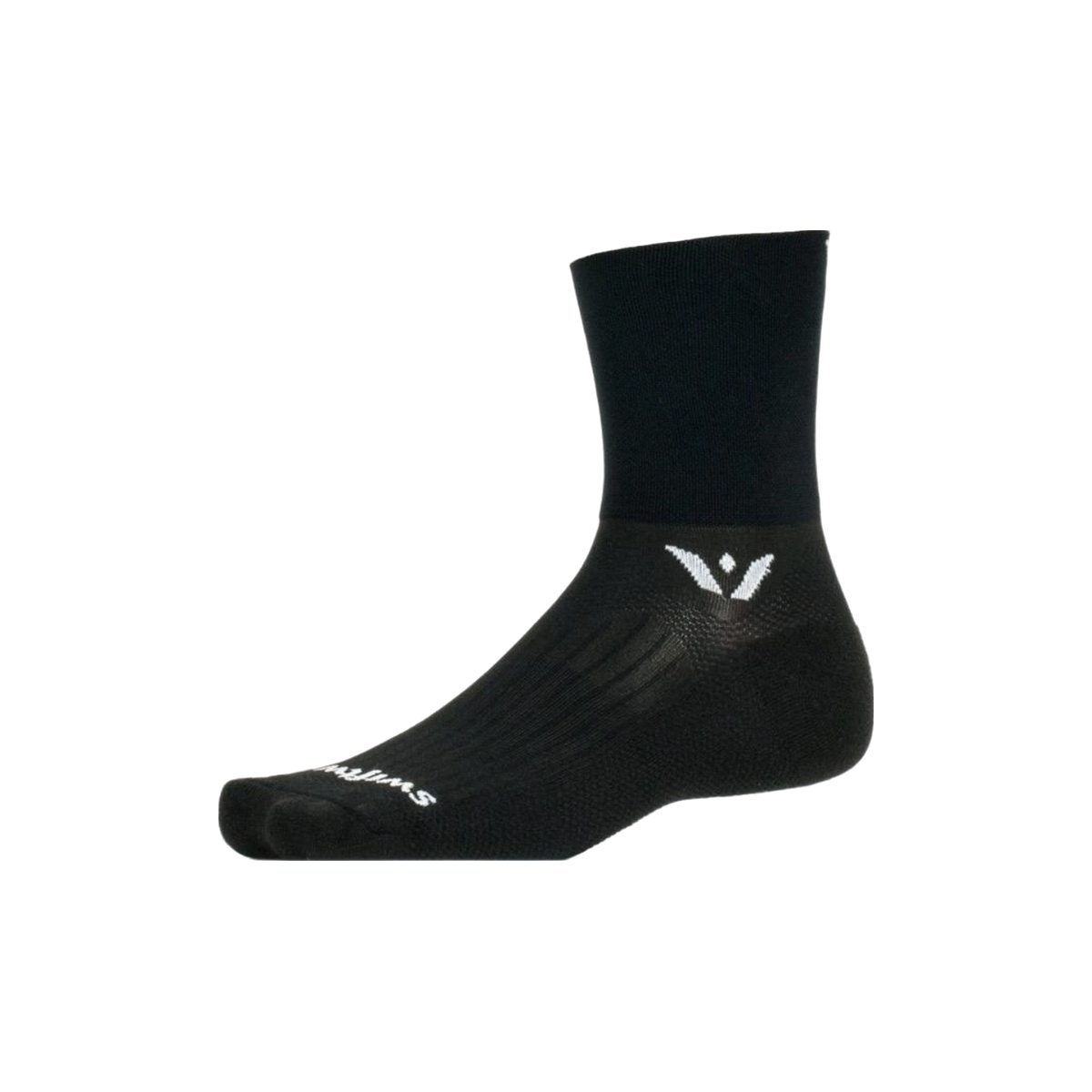 Swiftwick Aspire QTR-Crew-High (Four) Socks, Black, sock view