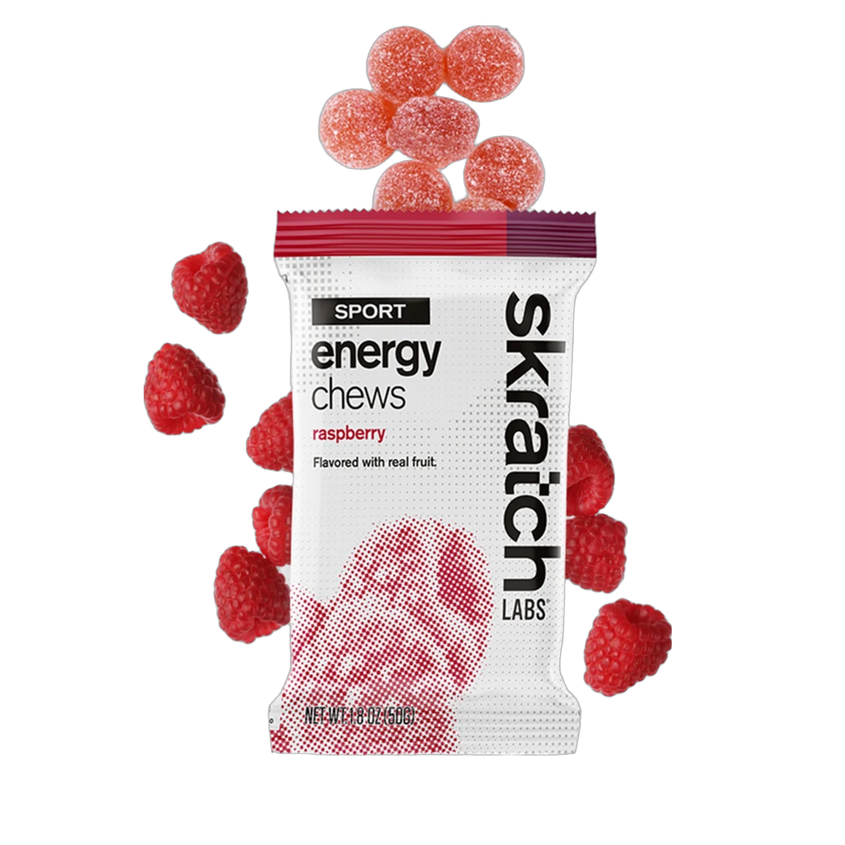 Skratch Labs Sport Energy Chews, Raspberry, pack view
